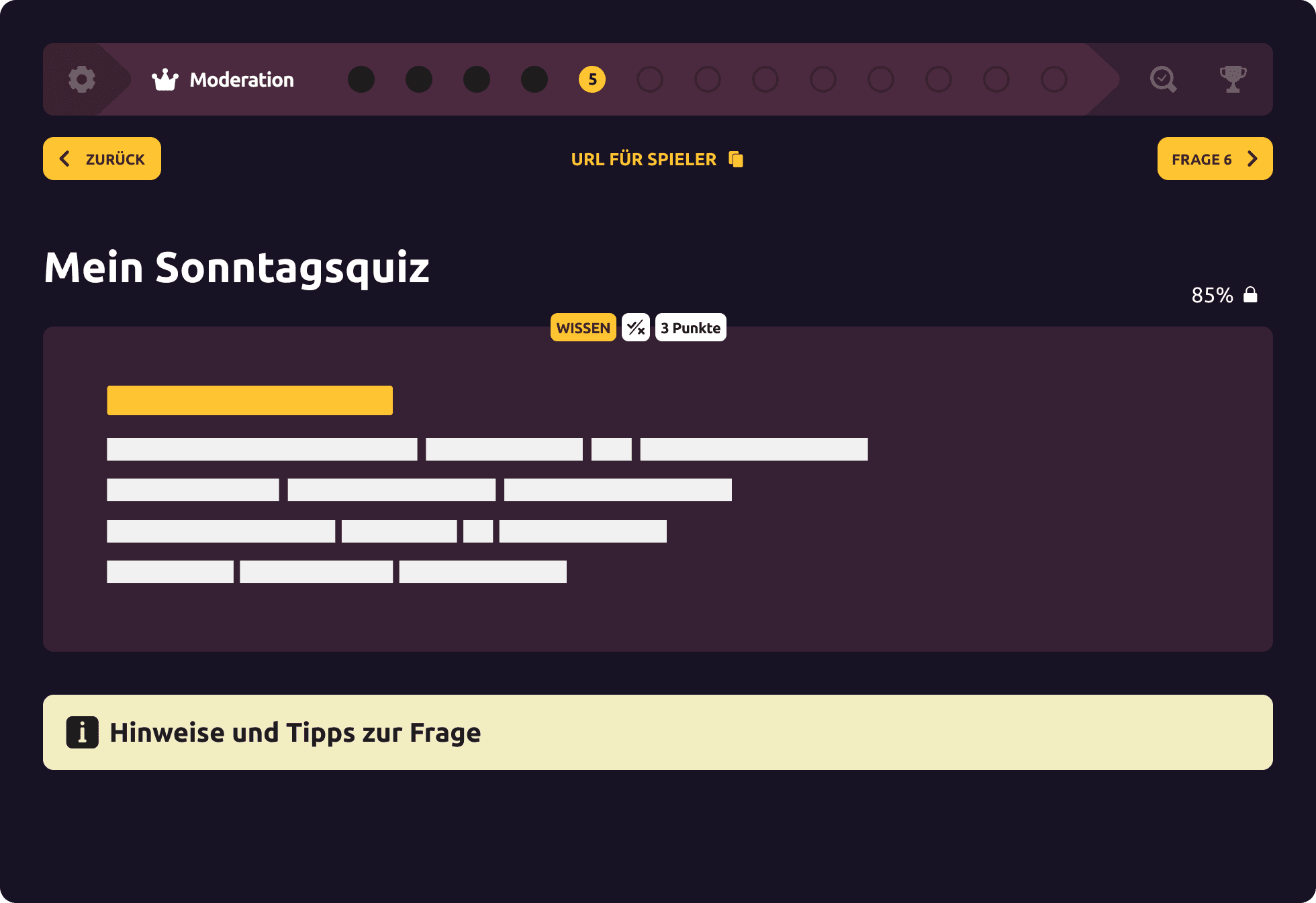 Moderationsansicht Moderationsansicht