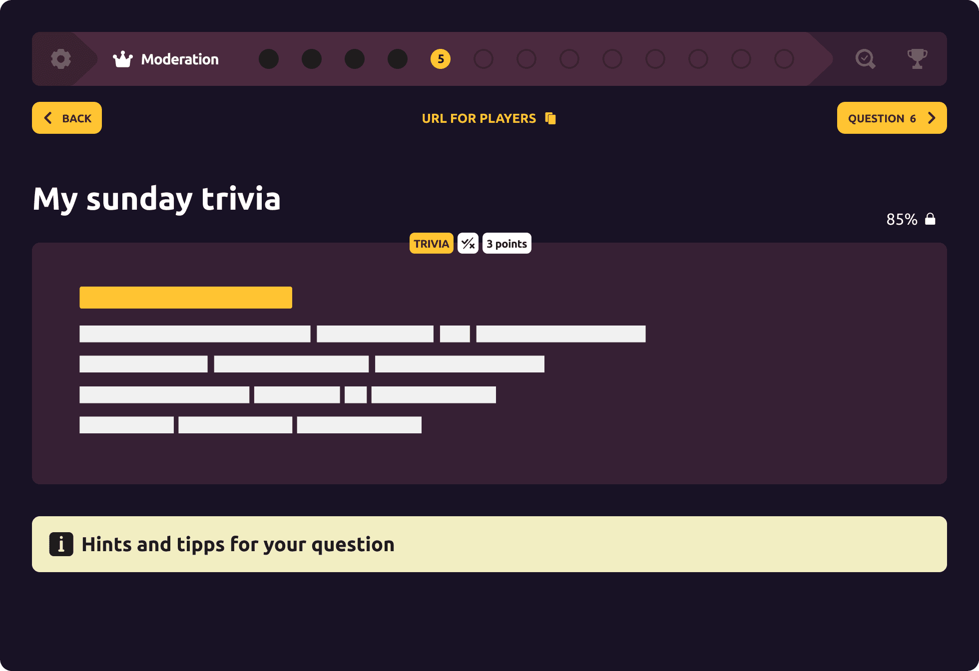 Host view Während des Quizzes